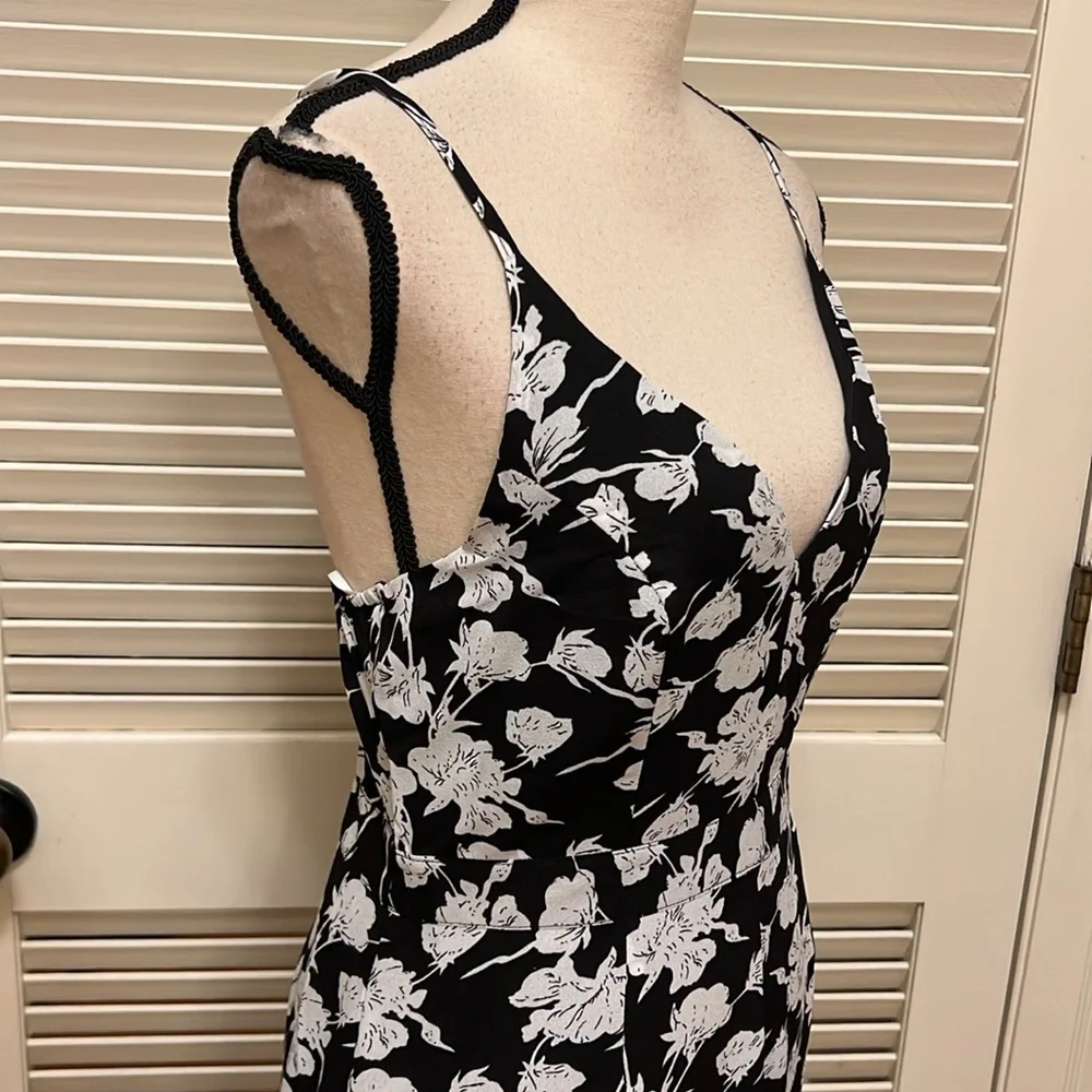 Lulus Darling Daylily White and Black Floral Print High-Low Maxi Dress, NWT - Picture 9 of 17